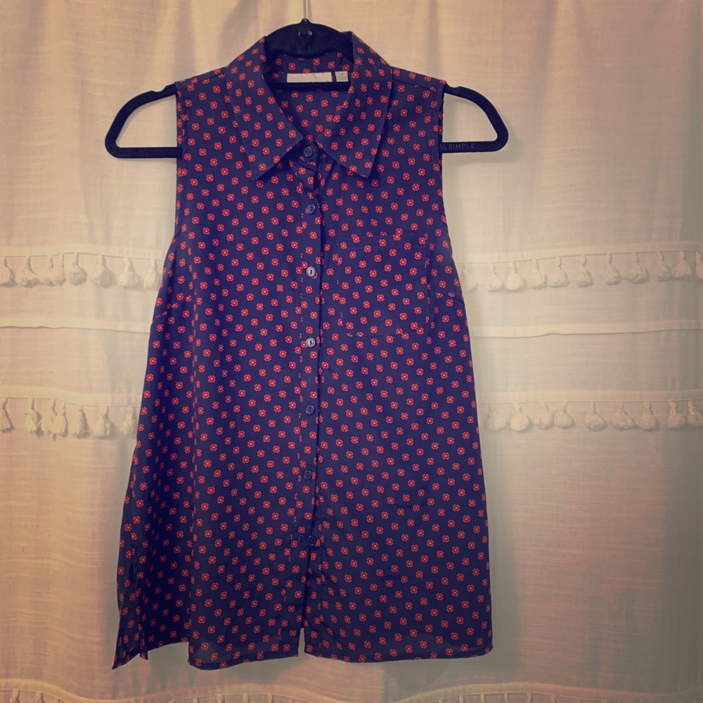 Polyester button up flowered blouse